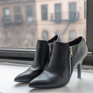 Black Leather Ankle Booties